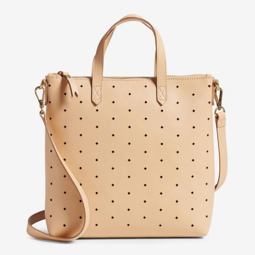 MADEWELL Mini Transport Perforated Leather Crossbody Bag - Beige Tan